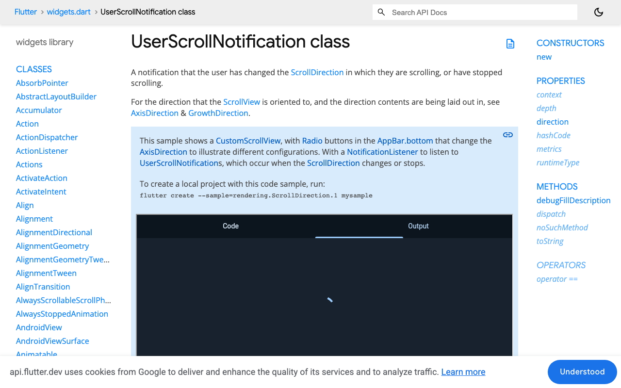 UserScrollNotification is what tells you the user has taken over the scroll