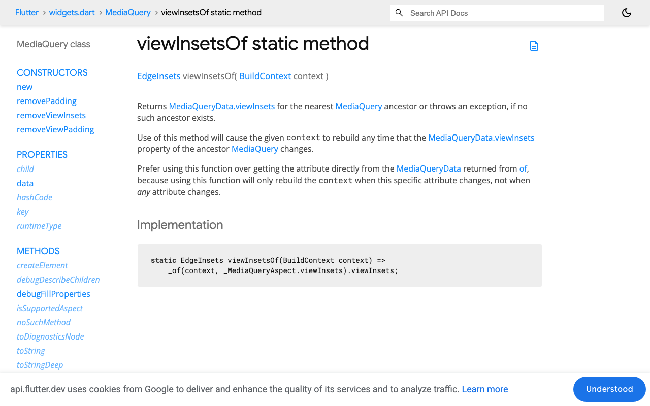 MediaQuery.viewInsetsOf rebuilds only when the keyboard inset changes