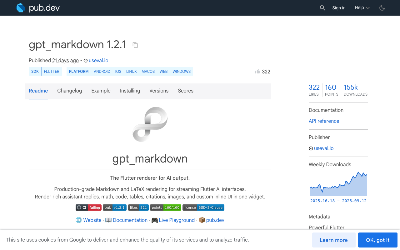 gpt_markdown, a renderer tuned for streaming AI output with tail-only rebuilds