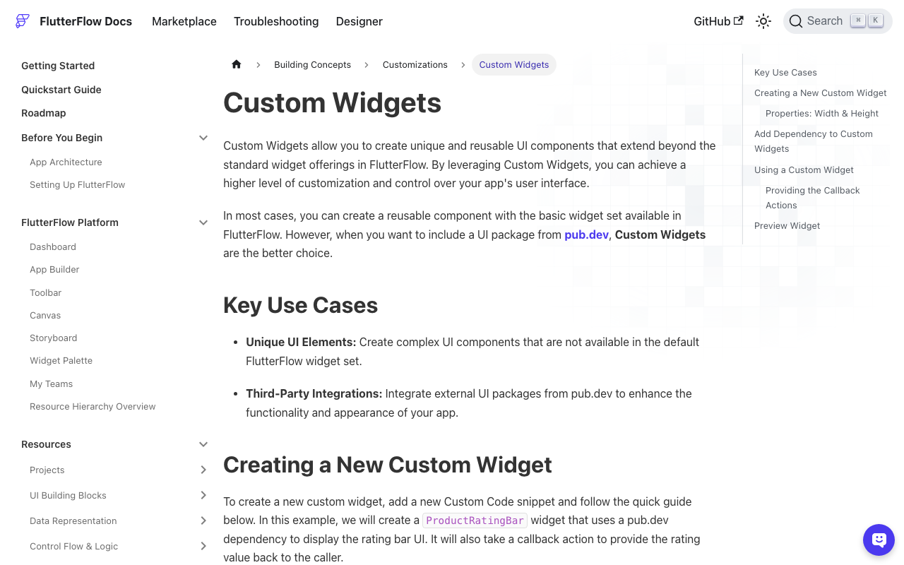 FlutterFlow Custom Widgets accept pubspec dependencies, which is how you add flutter_markdown_plus to a FlutterFlow project.