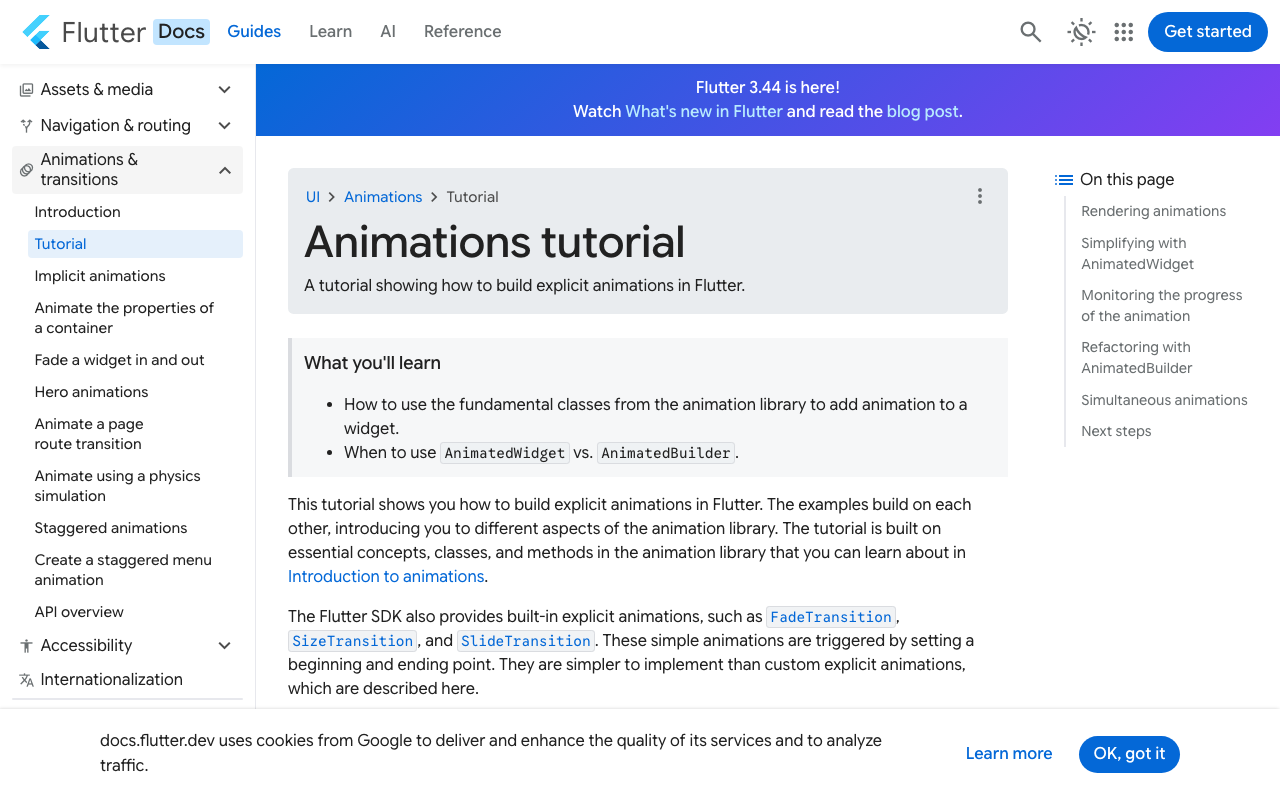 Flutter's AnimationController + AnimatedBuilder power the pulsing mic indicator.