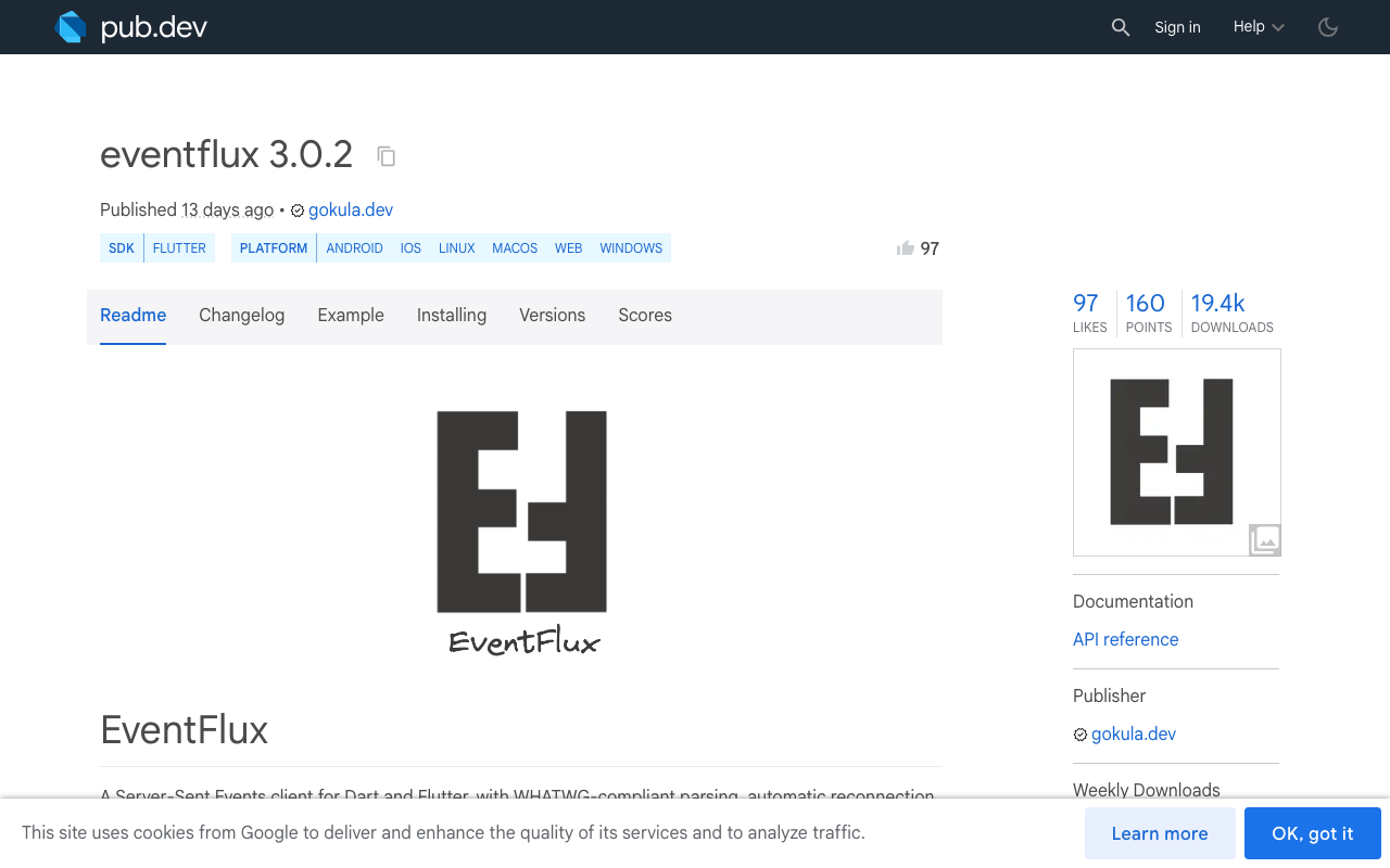 EventFlux supports Flutter web through a required WebConfig.