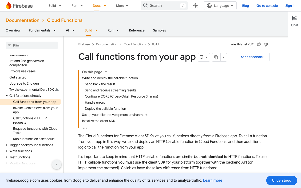 Firebase callable Cloud Functions docs — the server-side executor for agent intents