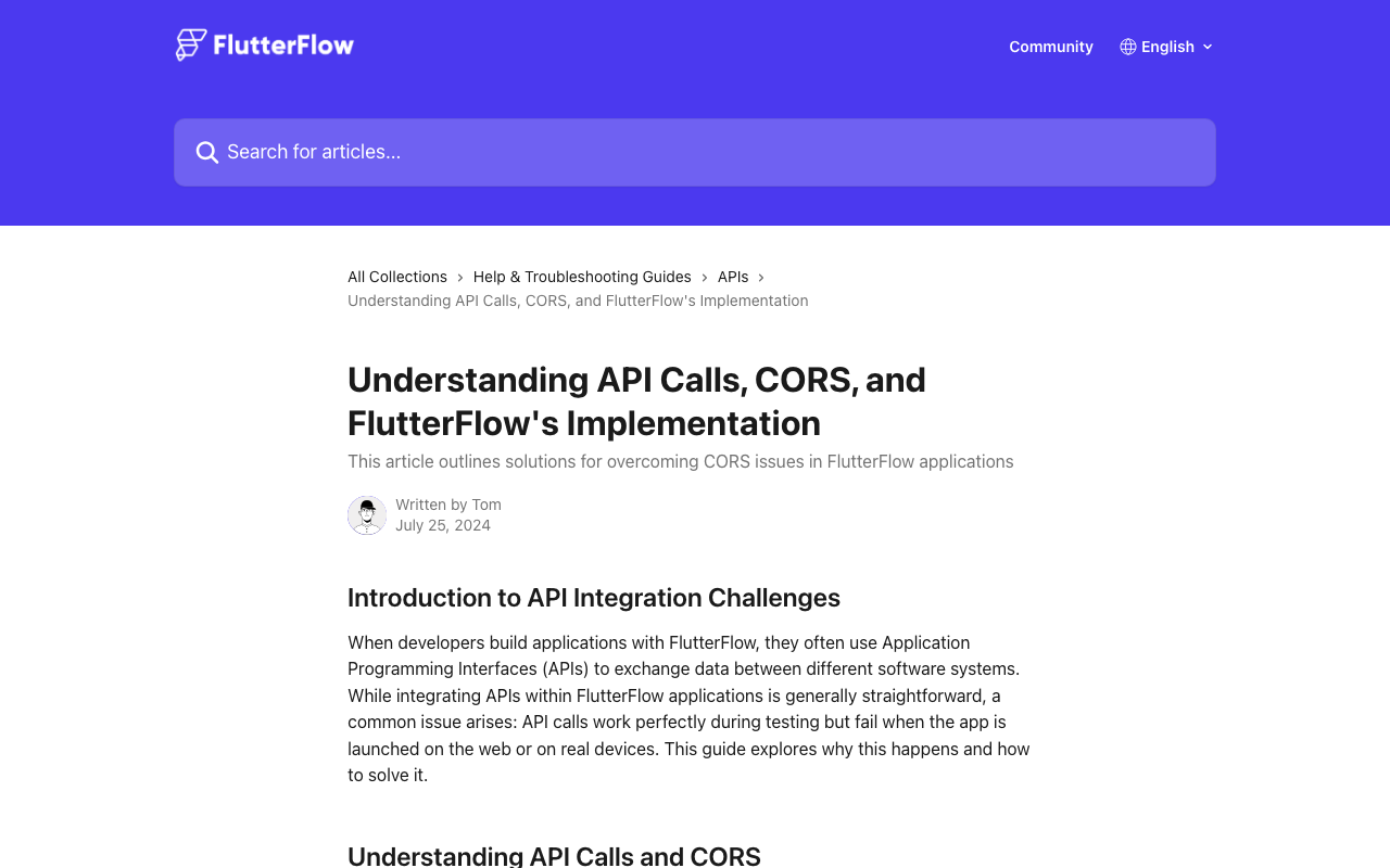 FlutterFlow's own Help Center article explaining how its test-mode proxy handles CORS and why it doesn't apply in production.