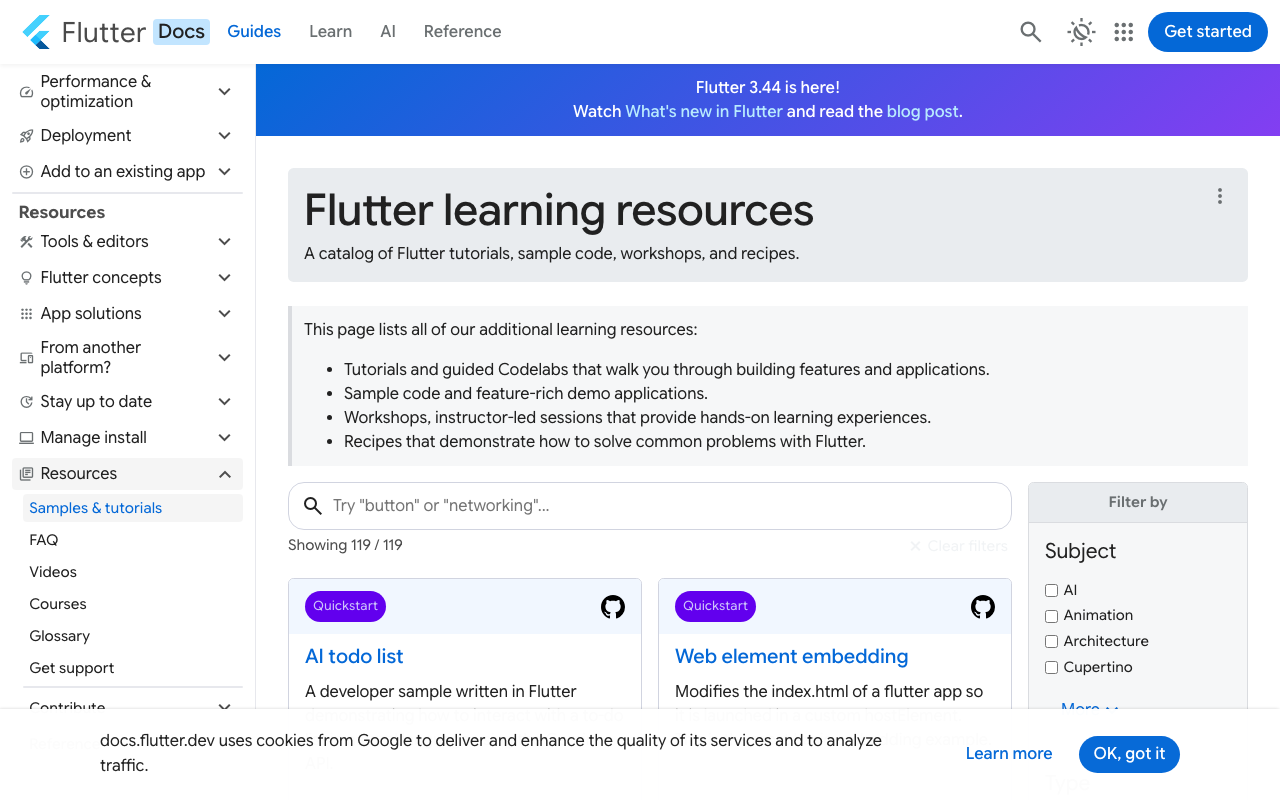 Flutter's official typing-indicator cookbook, the basis for the staggered AnimationController dots.