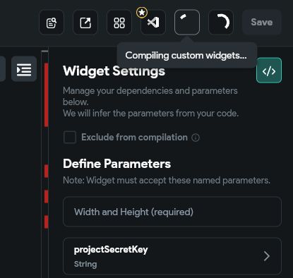 FlutterFlow compile button clicked, building the project